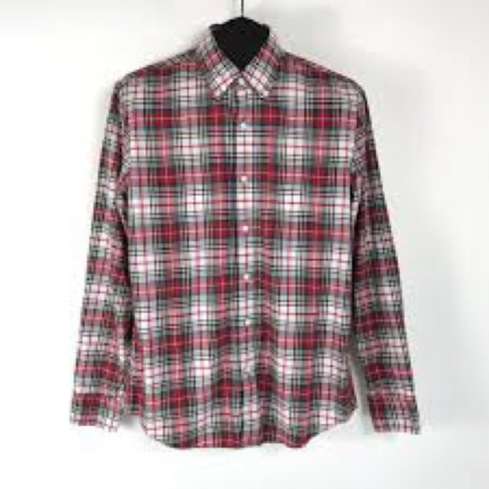 J.Crew Men's Red&Green All Cotton Oxford Shirt size L